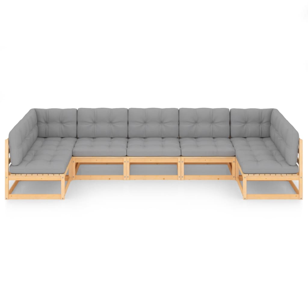 7-tlg. Garten-Lounge-Set mit Kissen Kiefer Massivholz